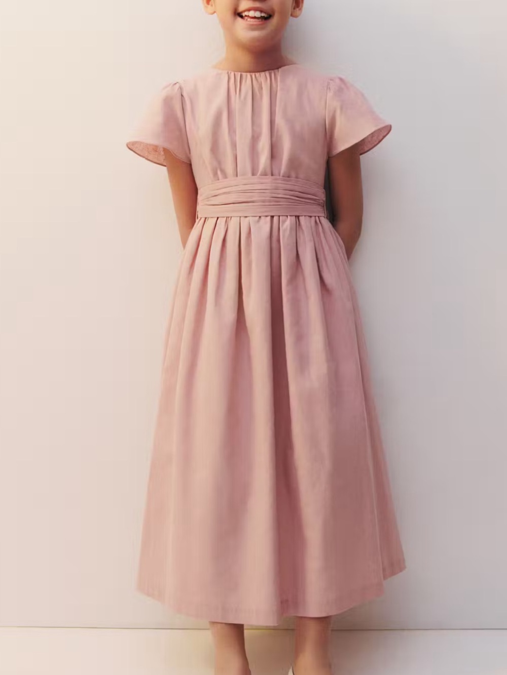 MANGO GIRLS’ LINEN DRESS WITH BACK OPENING